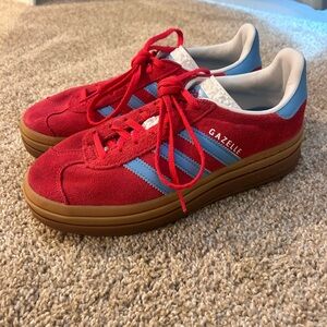 Adidas Gazelle Bold Red and Blue Sneakers